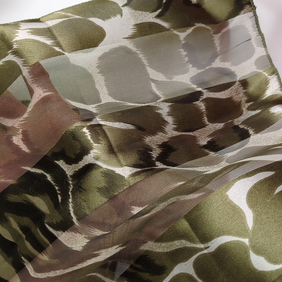 Long Green Scarf, Mixed Animal Print - Picture 3 of 8